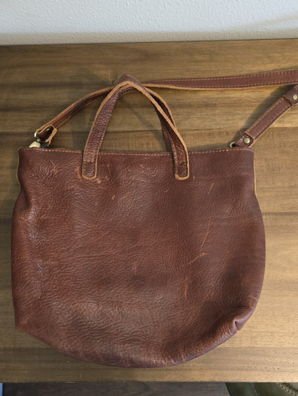 Portland leather brown leather tote bag - Picture 2 of 4